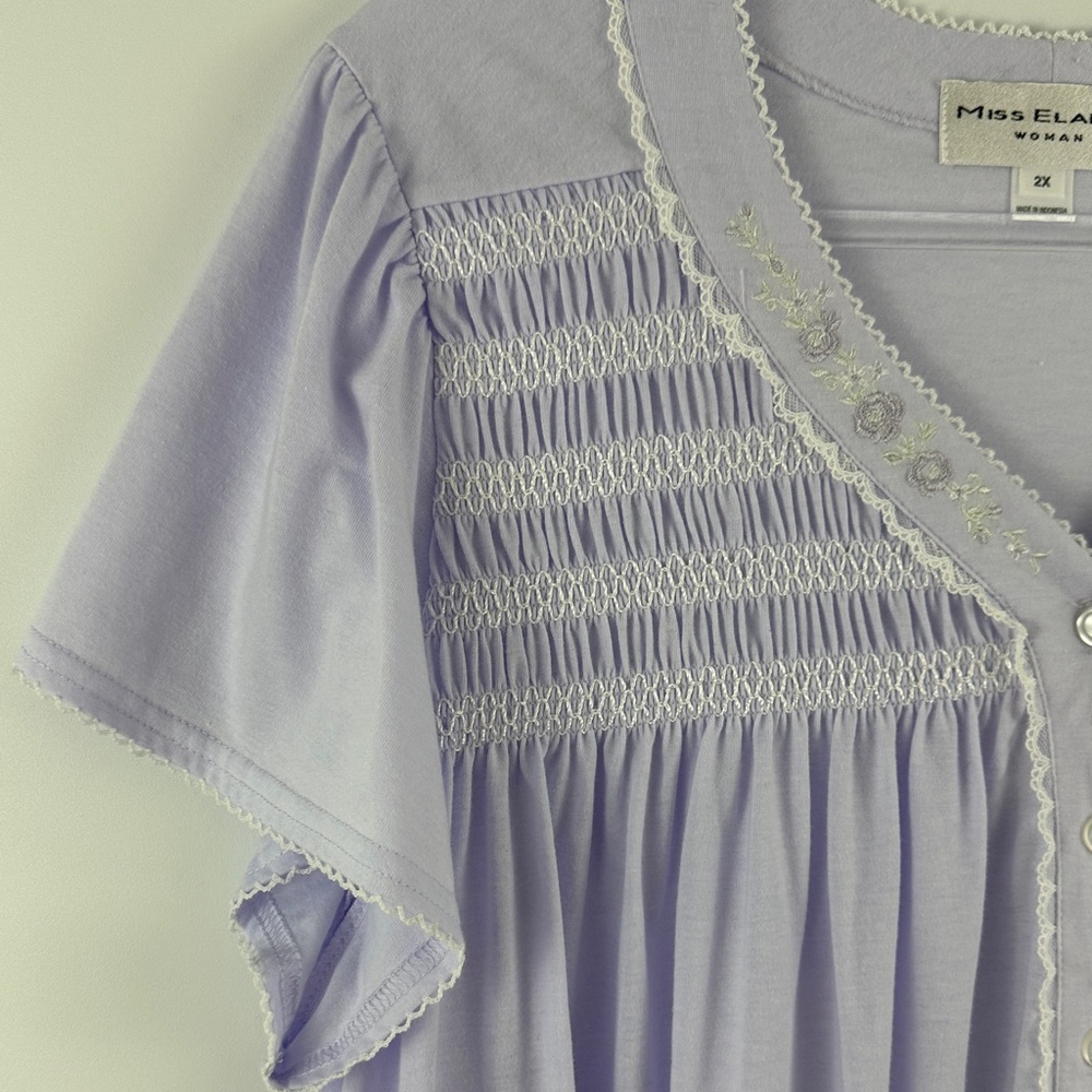 NWT Miss Elaine Lavender Sleep Dress 2X Nightgown Soft Knit Plus Size - Picture 4 of 9